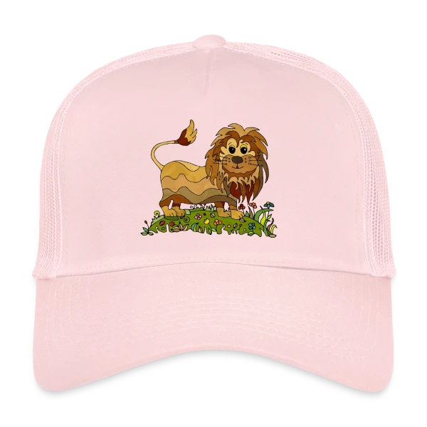 Lion Joyeux Prairie Fleurie sur Casquette trucker