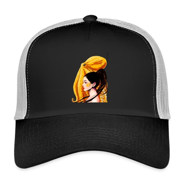 Poulpe aux Anneaux Jaunes Vifs sur Casquette trucker