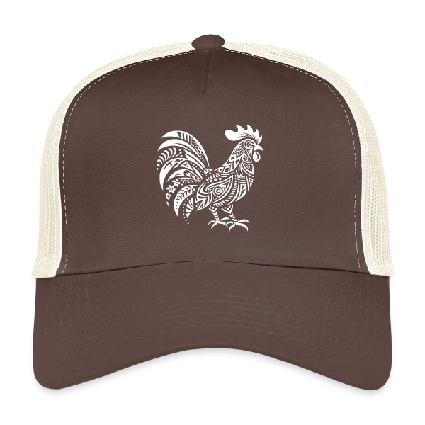 Coq Tribal : Symbole de Force et Fierté sur Casquette trucker