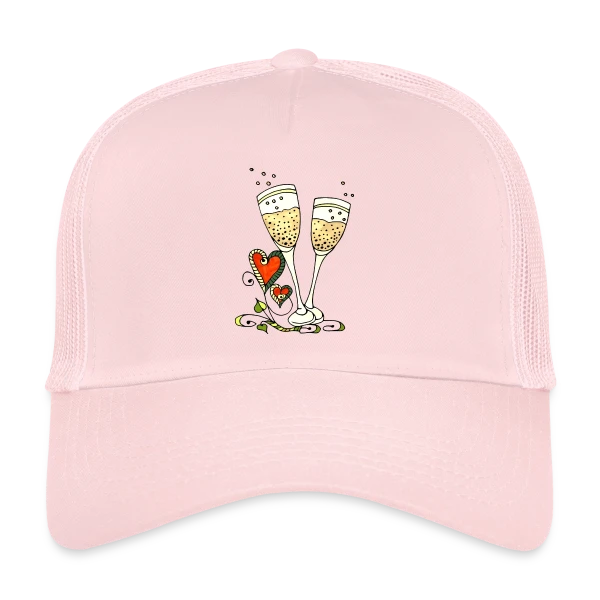 Verres Cœurs & Fêtes sur Casquette trucker
