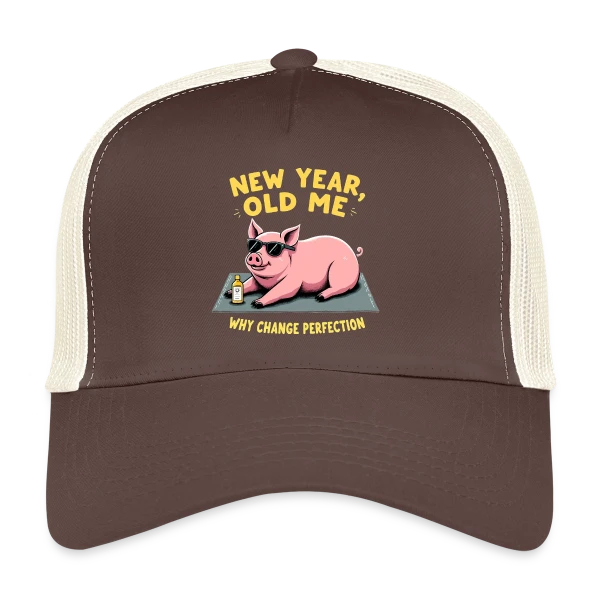 Nouvel An Humoristique - Cochon Détendu sur Casquette trucker