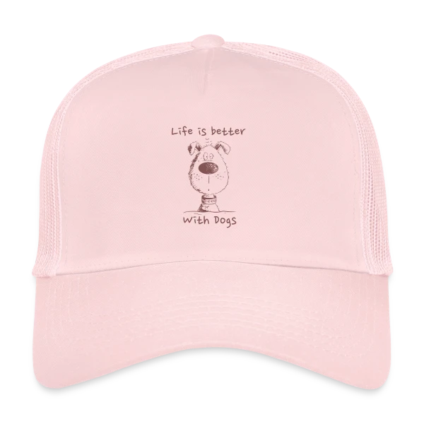 Life Is Better With Dogs - Chien cartoon monochrome sur Casquette trucker