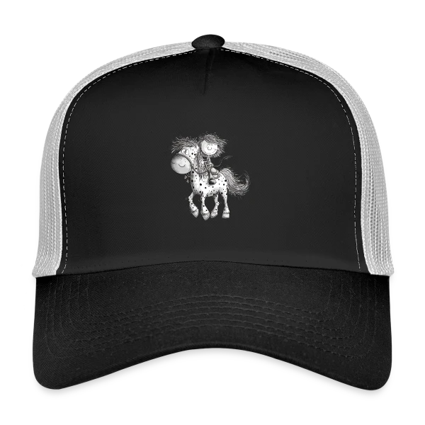 Cheval et cavalier rigolos - Dessin animé sur Casquette trucker
