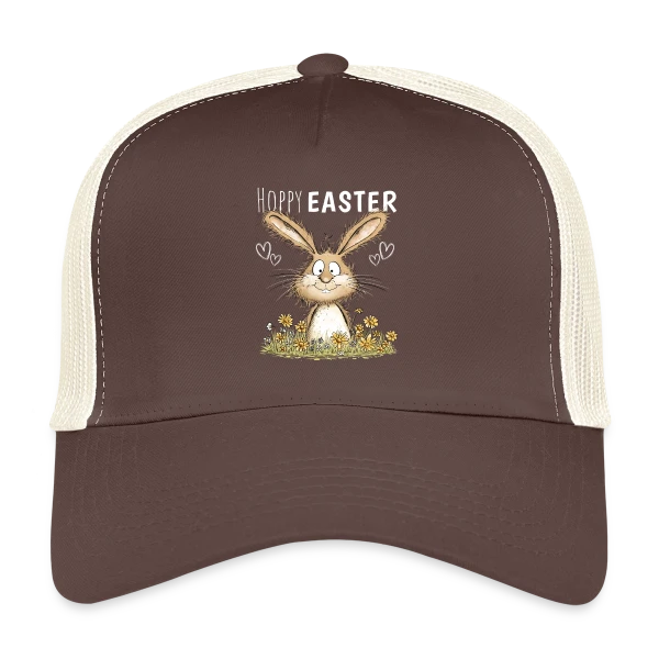 Joyeuses Pâques Lapin Fleuri sur Casquette trucker