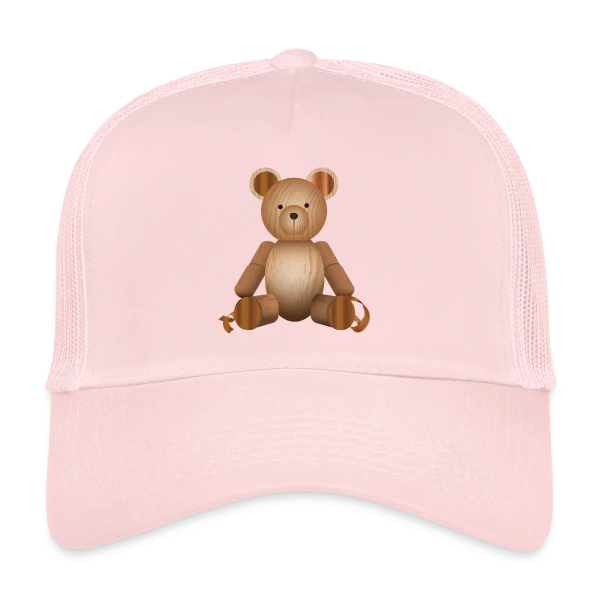 Ours Mignon en Bois - Style Nature & Chaleureux sur Casquette trucker