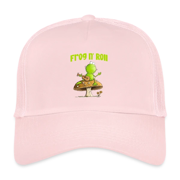 Grenouille guitariste cottagecore sur Casquette trucker