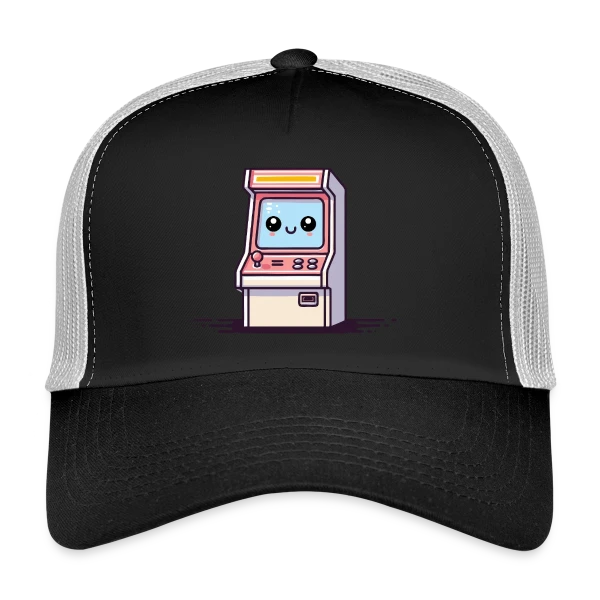 Borne d'Arcade Kawaii : Sourire Rétro Gaming sur Casquette trucker