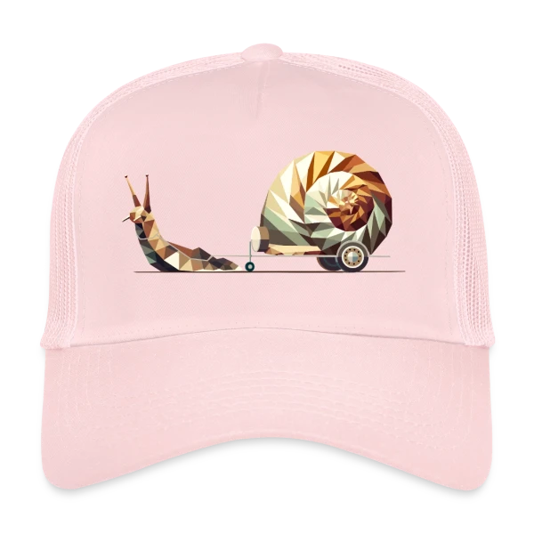 Slow Travel "L'Escargot Caravane" : Zen et Humoristique sur Casquette trucker