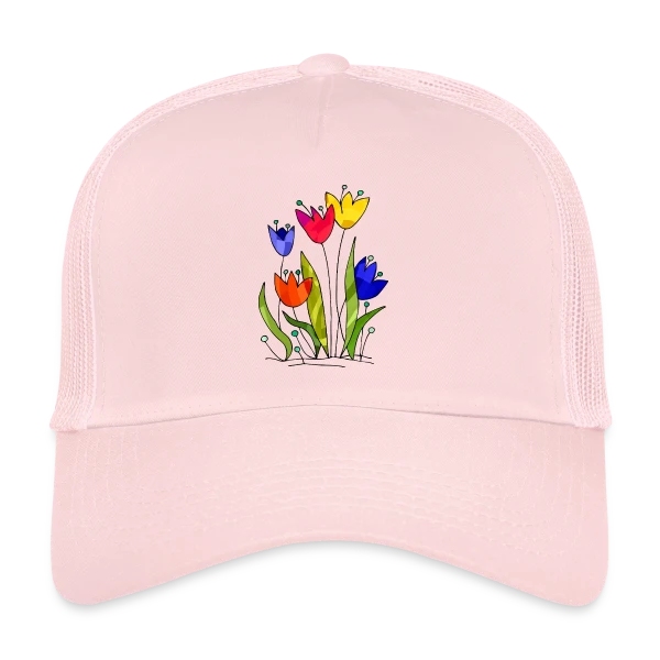 Bouquet de Fleurs sur Casquette trucker