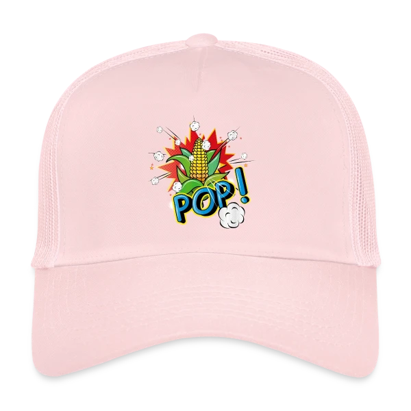 Maïs Pop Art Pétillant & Popcorn Volant sur Casquette trucker