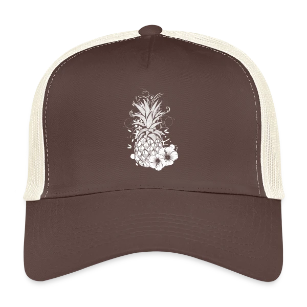 Ananas Tropical Blanc Stylisé sur Casquette trucker