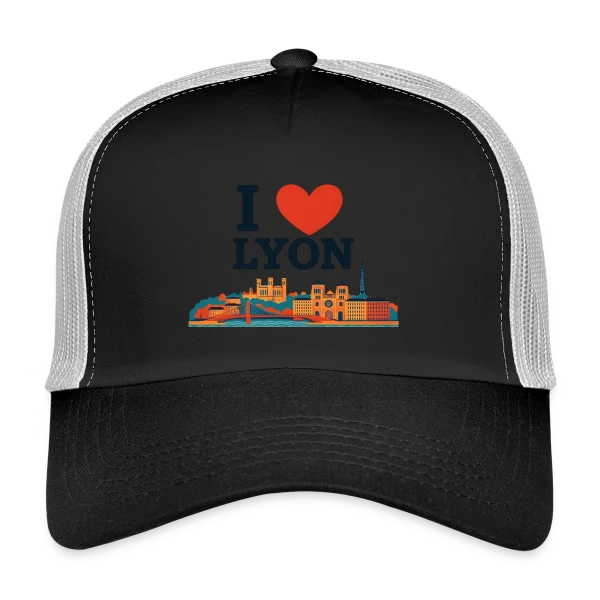 J'aime Lyon Skyline Coloré sur Casquette trucker