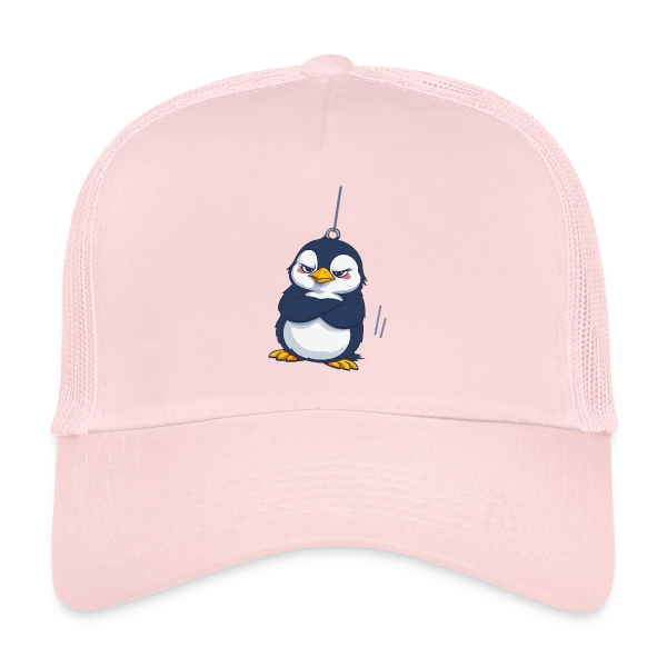 Pingouin Grognon Suspendu sur Casquette trucker