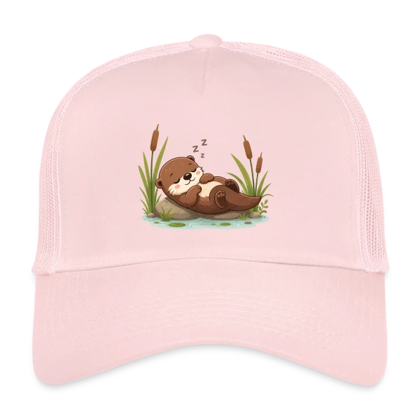 Loutre Endormie dans les Roseaux - Douceur Naturelle sur Casquette trucker