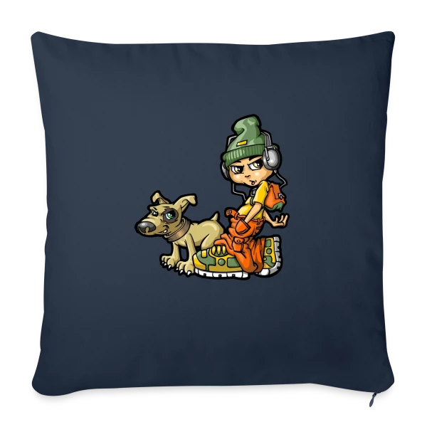B-boy Hip Hop & son Chien sur Housse de coussin décorative 45 x 45 cm