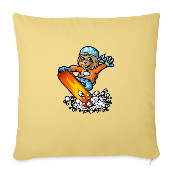 Marmotte Snowboard Fun sur Housse de coussin décorative 45 x 45 cm