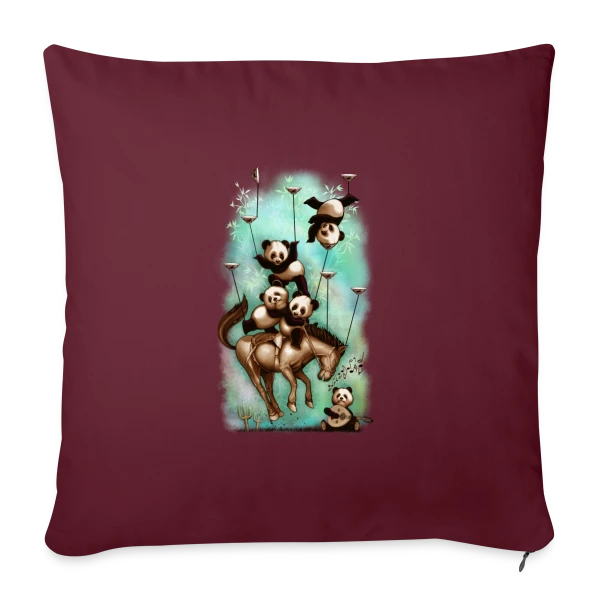 Pandas Rodéo : Les Aventuriers du Far West sur Housse de coussin décorative 45 x 45 cm