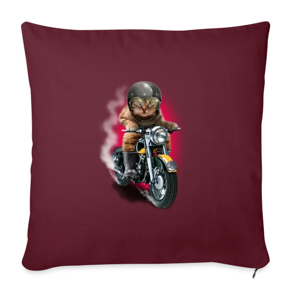Chat Motard : L'Esprit Libre sur Housse de coussin décorative 45 x 45 cm