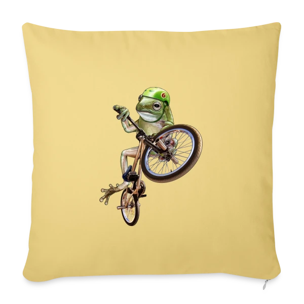 Grenouille BMX : Le Rider des Marais sur Housse de coussin décorative 45 x 45 cm