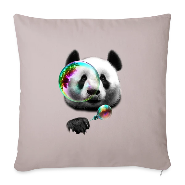 Panda Souffleur de Bulles sur Housse de coussin décorative 45 x 45 cm