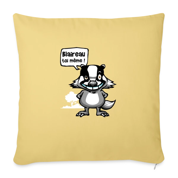 Le Blaireau Rigolo sur Housse de coussin décorative 45 x 45 cm