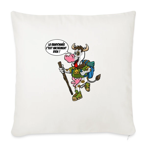 Vache Randonneuse sur Housse de coussin décorative 45 x 45 cm