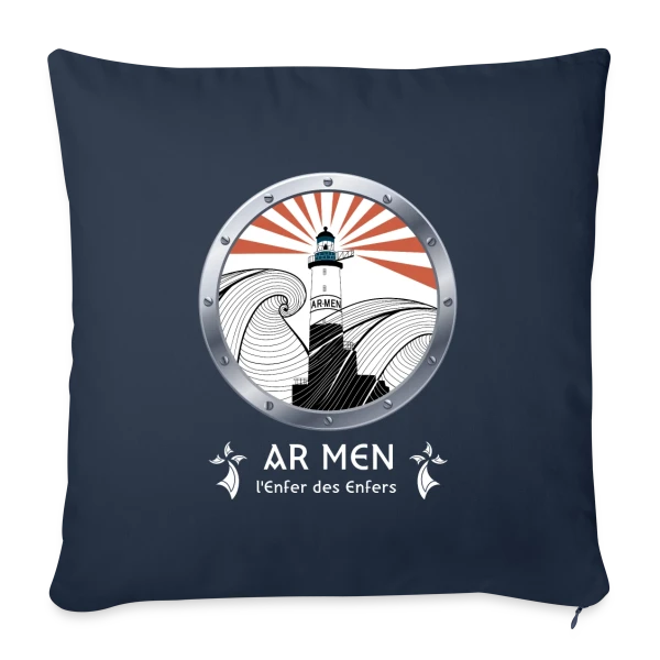 Phare d'Ar Men Breton sur Housse de coussin décorative 45 x 45 cm