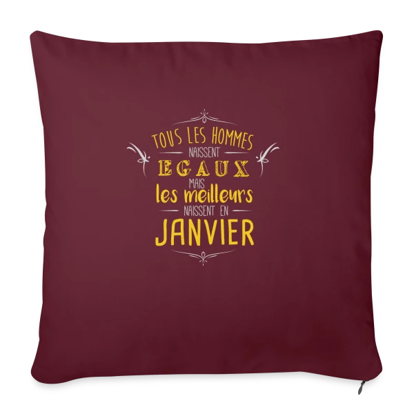Homme 'Les Légendes Naissent en Janvier' sur Housse de coussin décorative 45 x 45 cm