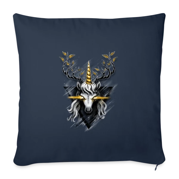 Cerf Licorne Doré sur Housse de coussin décorative 45 x 45 cm