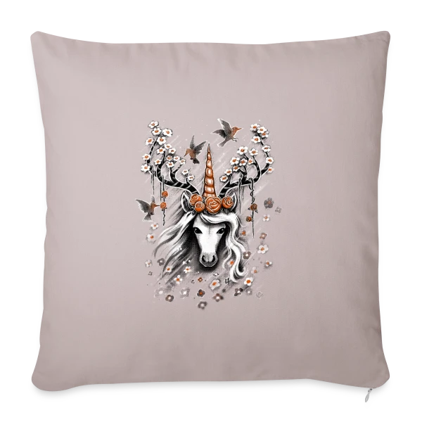 Licorne Botanique Enchantée sur Housse de coussin décorative 45 x 45 cm