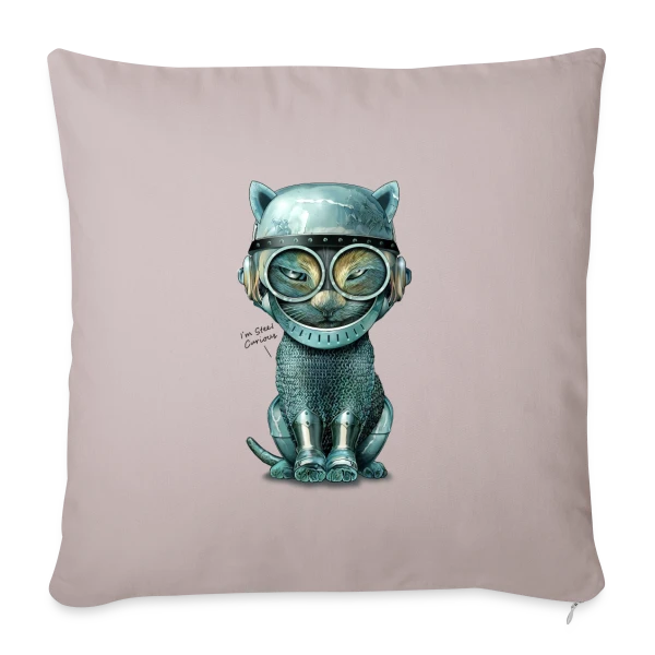 Chat Malin : Curiosité Féline sur Housse de coussin décorative 45 x 45 cm