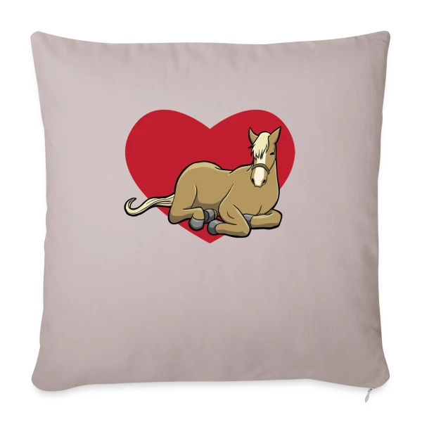Cheval Câlin Cœur Rouge sur Housse de coussin décorative 45 x 45 cm