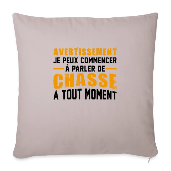 Chasseur : Attention Humour Sauvage ! sur Housse de coussin décorative 45 x 45 cm