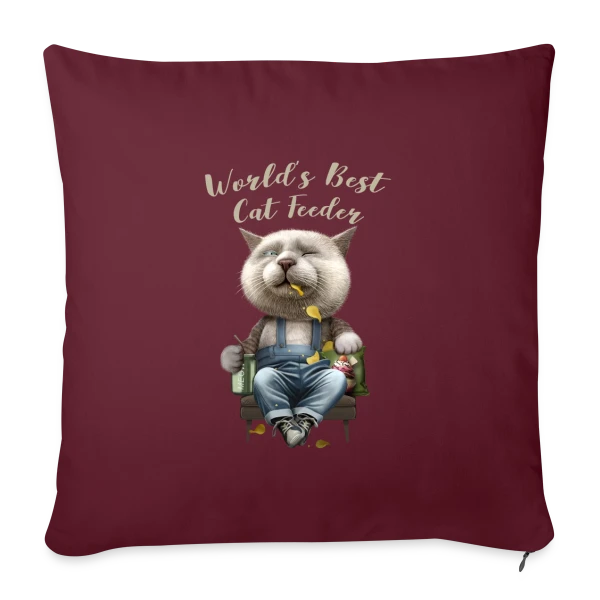 Meilleur Nourrisseur de Chats sur Housse de coussin décorative 45 x 45 cm
