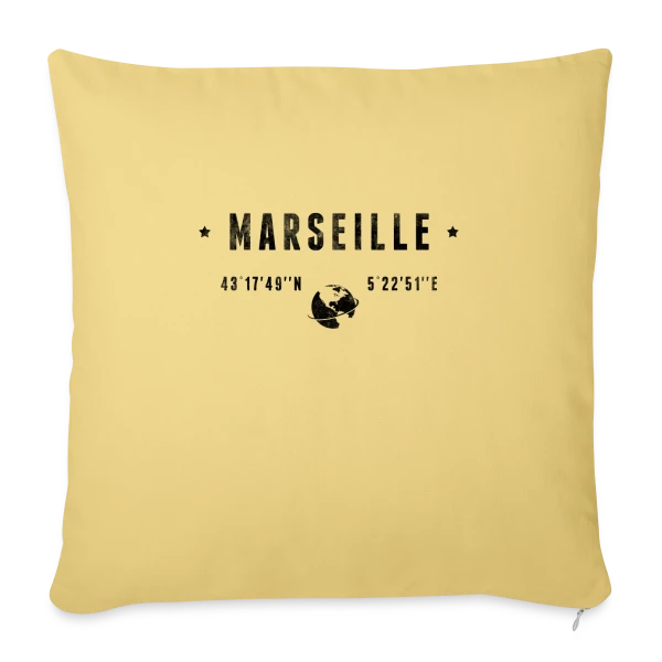 Marseille Coordonnées Globe sur Housse de coussin décorative 45 x 45 cm