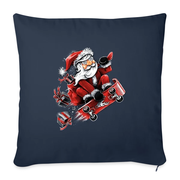 Père Noël Skateur Fou sur Housse de coussin décorative 45 x 45 cm