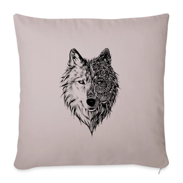 Loup Tribal Géométrique sur Housse de coussin décorative 45 x 45 cm