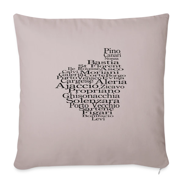 Carte Corse Villes Typographie sur Housse de coussin décorative 45 x 45 cm