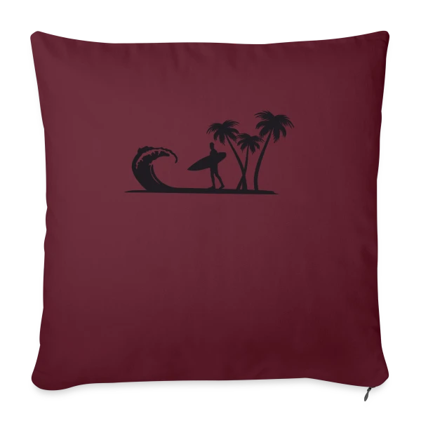 Surfeur Vague Palmiers sur Housse de coussin décorative 45 x 45 cm