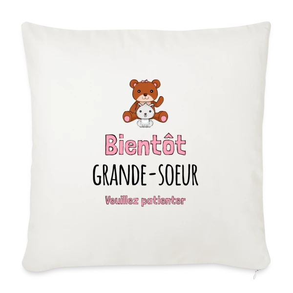 'Bientôt Grande Sœur' - Annonce Grossesse Originale sur Housse de coussin décorative 45 x 45 cm