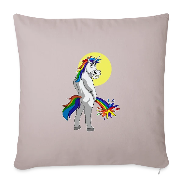 Licorne Pipi Arc-en-ciel sur Housse de coussin décorative 45 x 45 cm