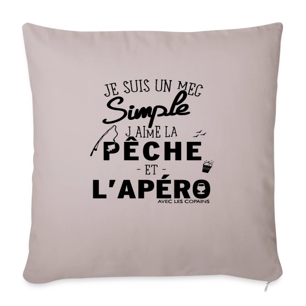 "Pêche & Apéro" : L'Humour du Pêcheur Relax sur Housse de coussin décorative 45 x 45 cm