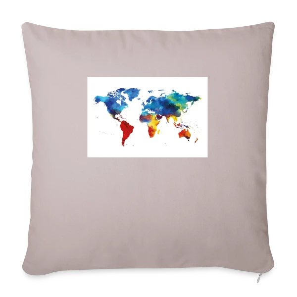 Carte du Monde Aquarelle sur Housse de coussin décorative 45 x 45 cm