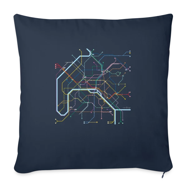 Plan Métro Paris Coloré sur Housse de coussin décorative 45 x 45 cm