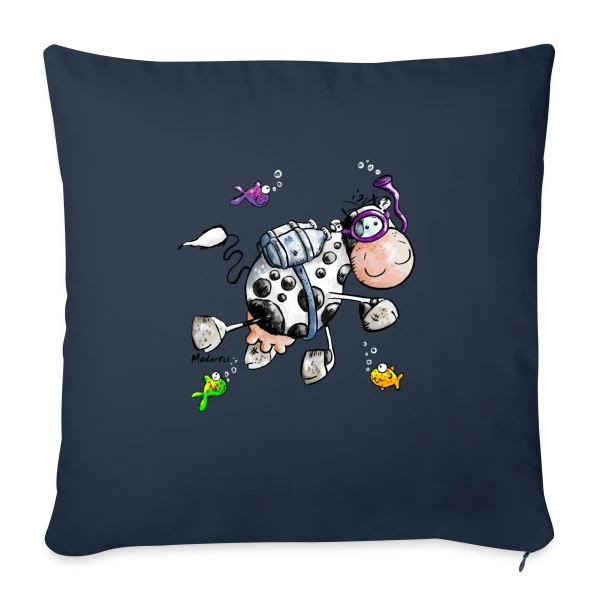 La Vache Marine Plongeuse Cartoon sur Housse de coussin décorative 45 x 45 cm