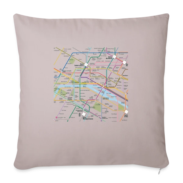 Plan Métro Parisien sur Housse de coussin décorative 45 x 45 cm