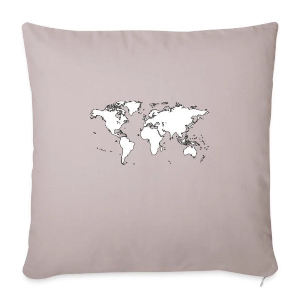 Carte du Monde Minimaliste sur Housse de coussin décorative 45 x 45 cm