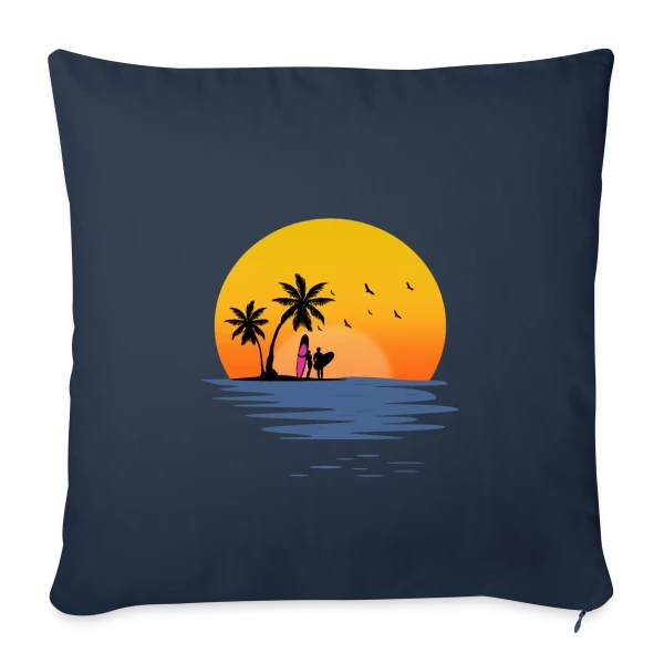 Coucher de Soleil Plage Surfeurs sur Housse de coussin décorative 45 x 45 cm