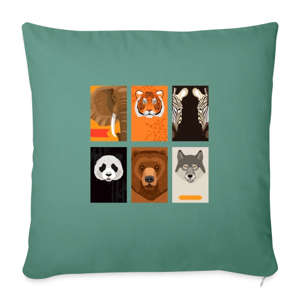 Animaux Sauvages Stylisés sur Housse de coussin décorative 45 x 45 cm
