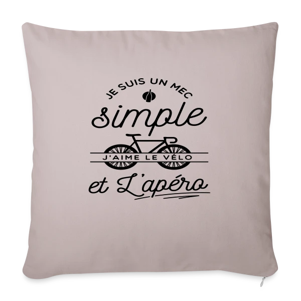 "Mec Simple, Vélo & Apéro" sur Housse de coussin décorative 45 x 45 cm